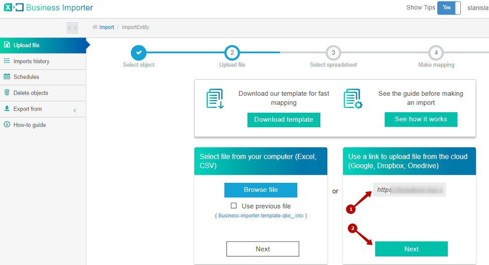 Paste the link generated by DropBox