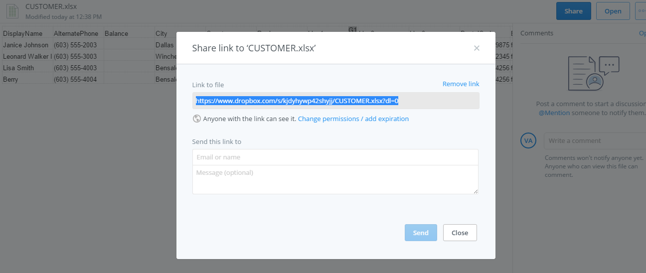 DropBox into QuickBooks