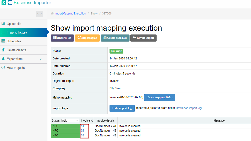 successfully imported your file containing transactions