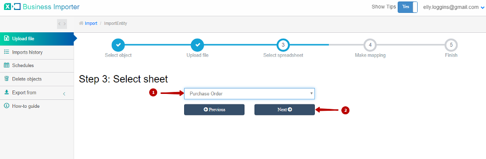 Select sheet with Purchase Orders in your file