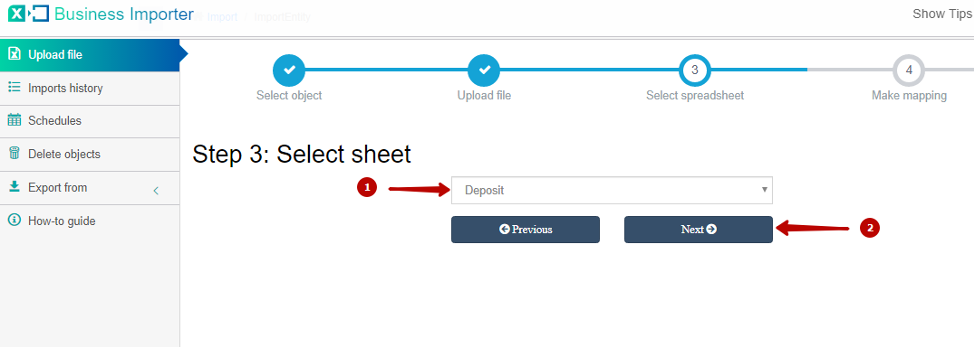 Select the desirable sheet in your file