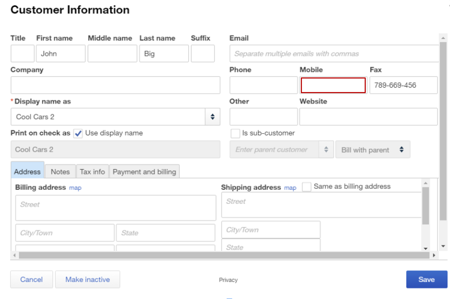 before partial Updates of data in Quickbooks