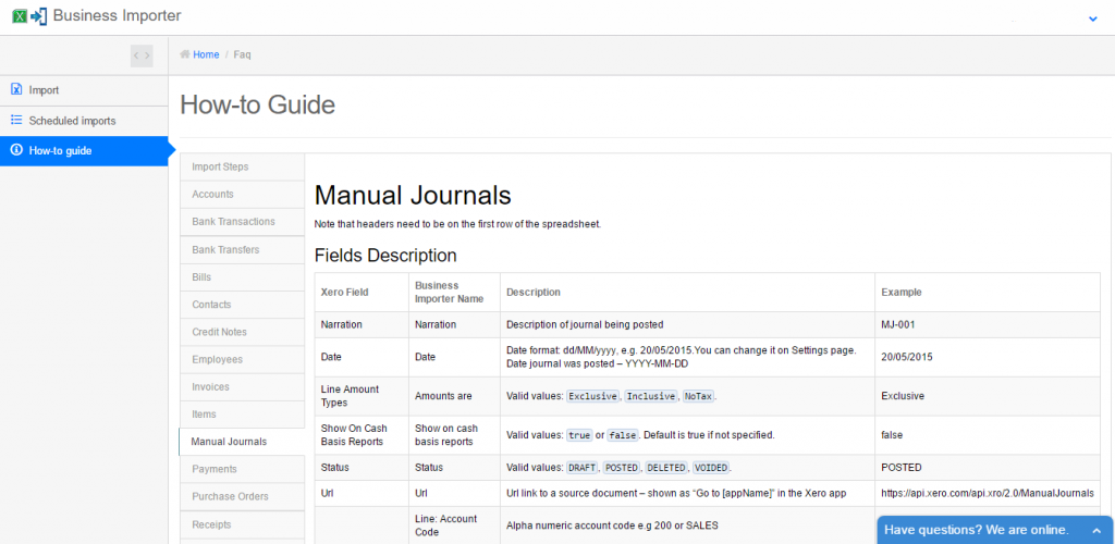 import Manual Journals into Xero