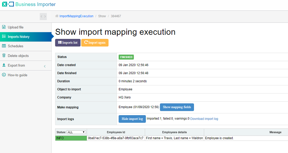 Congratulations, you have imported your Employees successfully