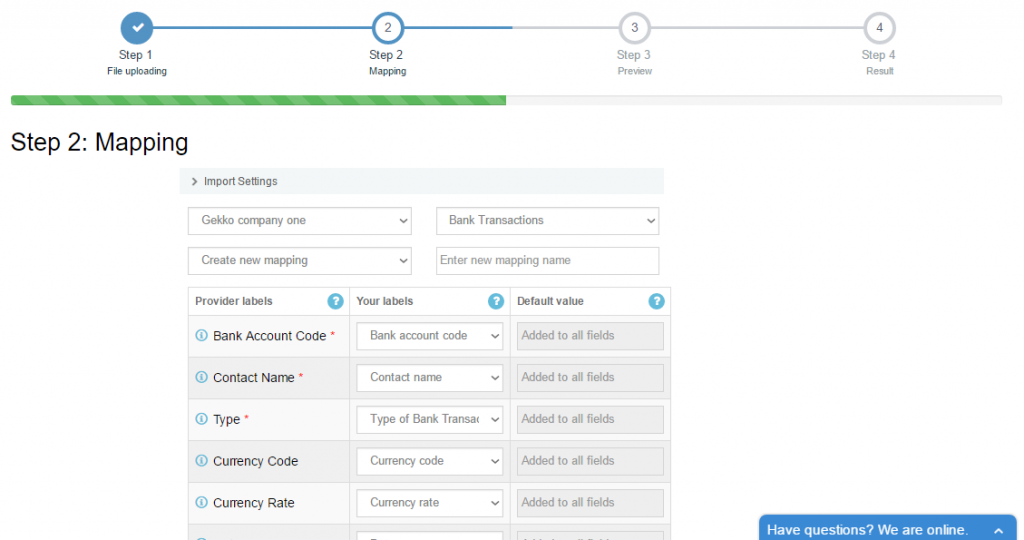 import bank transactions into Xero - choose the list