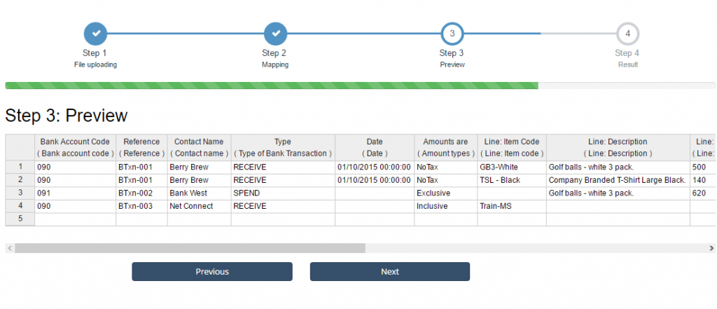 import bank transactions into Xero - review mapping