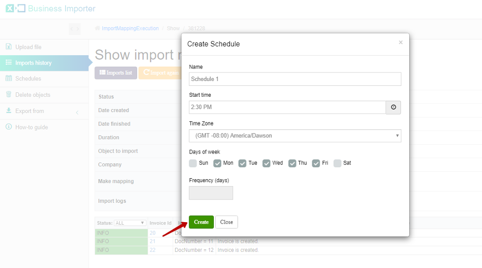 Schedule imports in QuickBooks Online