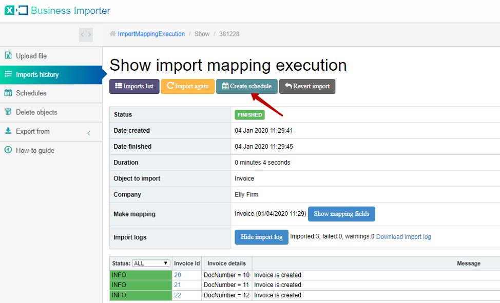 Schedule imports in QuickBooks Online