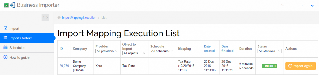 import Tax Rates into Xero