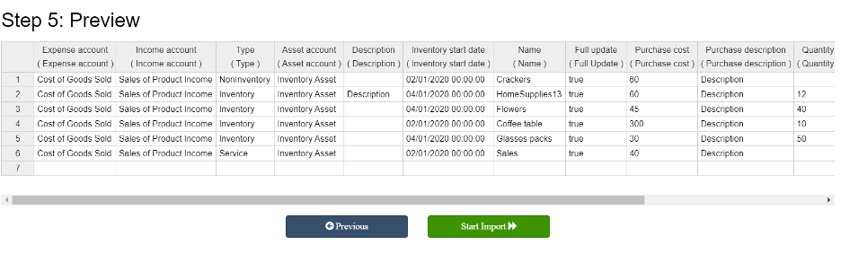 Preview in Excel Importer