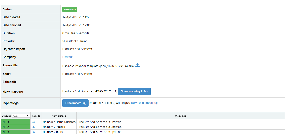 Partial Updata in QuickBooks