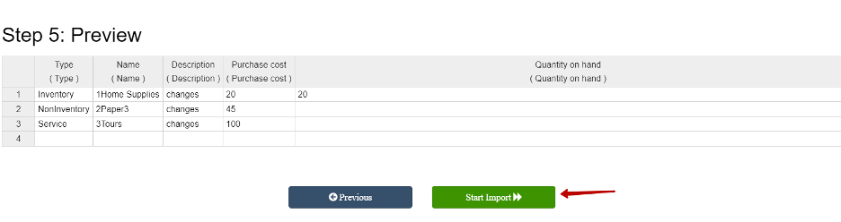 Preview data to update it in QuickBooks