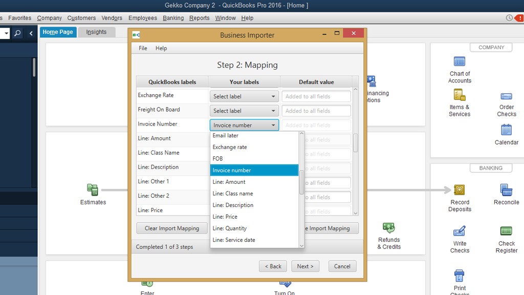 Import invoices into QuickBooks Desktop: Mapping