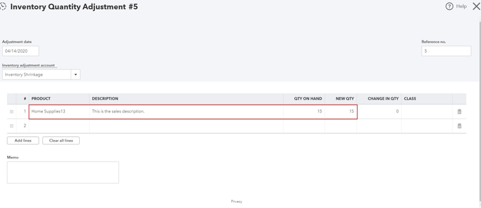 Update data in QuickBooks