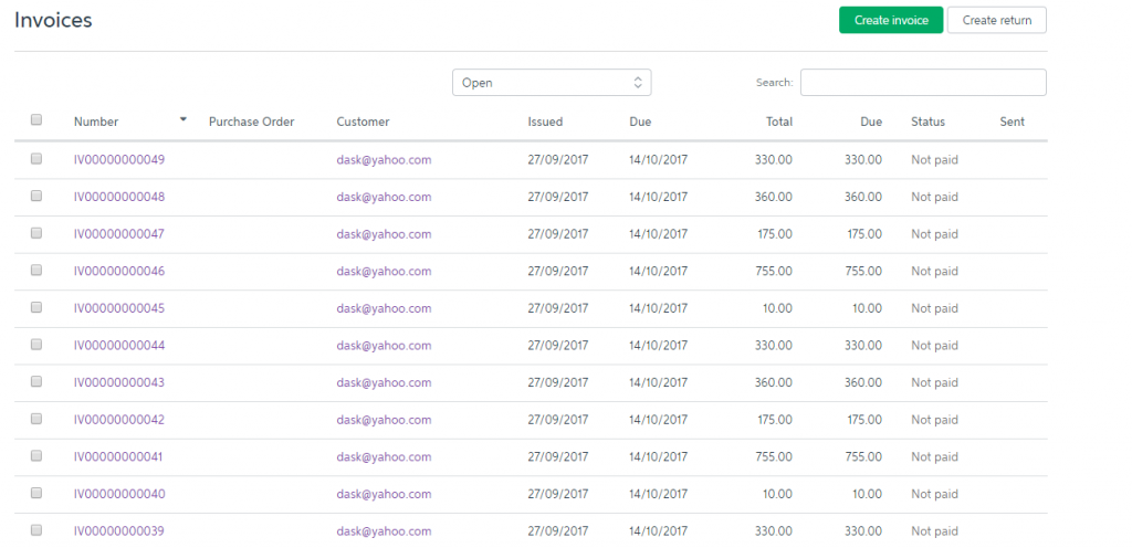 import invoices into myob