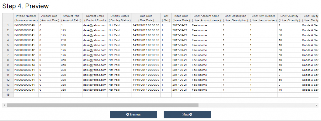 import invoices into myob