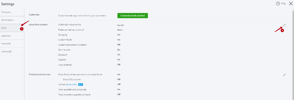 enable Service Date in QuickBooks