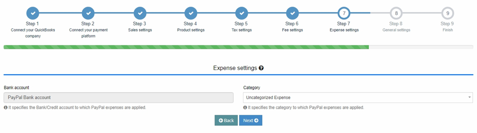 PayPal users only: Expense settings.