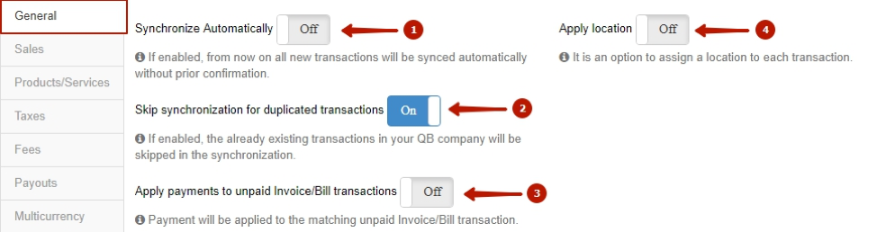 Connect Stripe with QuickBooks Online: General settings