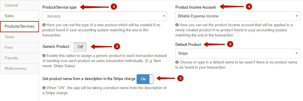 Integrate Stripe with QuickBooks Online: Products and Services settings