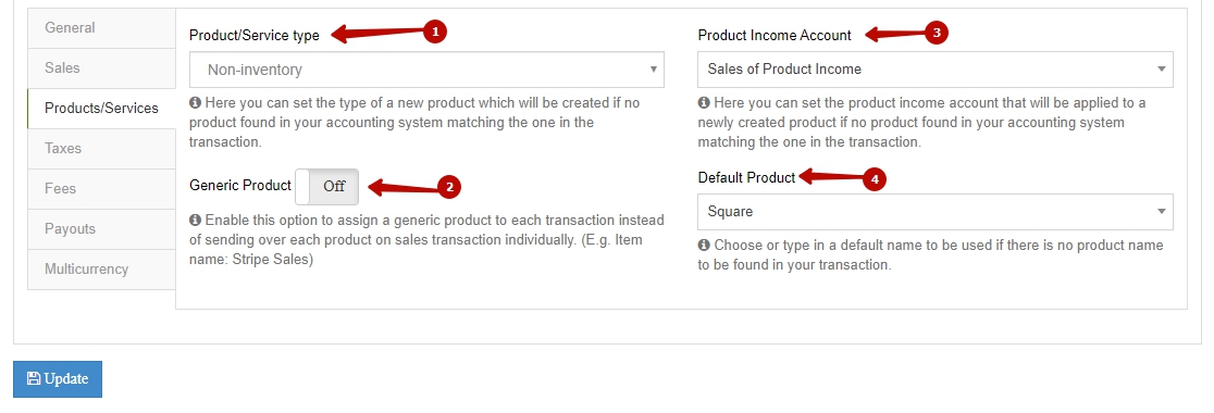 Sync Square with QuickBooks and set up your products/services settings