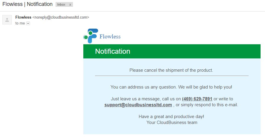 email that is sent from flowless