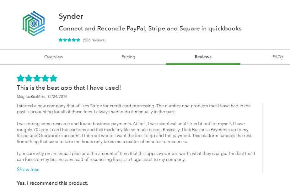 Synder Syncs QBO with Stripe
