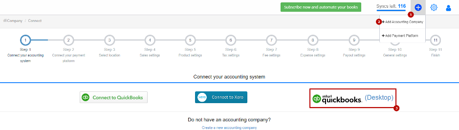 add company to syncs Stripe with QuickBooks