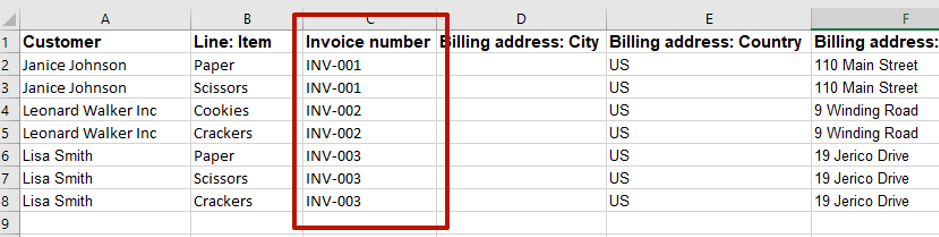import Multi-line transactions, the same Reference Number
